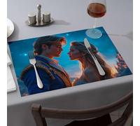 Decoraciones de fiesta occidental, una pareja con un atuendo elegante se mira a los ojos de los demás bajo un cielo estrellado, mantel individual para comedor, decoración de mesa de Pascua (1 unidad)