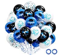 Decoraciones de graduación 2026 - Globos de graduación, 62 unidades, globos de confeti de látex de 12 pulgadas, azul, negro, blanco, para universidad, escuela secundaria, clase de 2026, suministros de