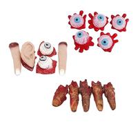 Decoraciones de Halloween 15 piezas/juego de accesorios aterradores de sangre Dedos artificiales Globos oculares Partes del cuerpo rotas para fiestas temáticas de vampiros de casas encantadas.