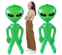 Decoraciones de Halloween 2 PCS Inflable Alien 59.1 en Green Funny PVC Blow Up Standing Alien Fiest Decor Toy para suministros de fiesta de cumpleaños de Halloween