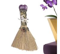 Decoraciones de Halloween - Altar de mini a mano de 6.69 pulgadas para limpieza de energía, curación espiritual con decorativo, escoba de brujas de par