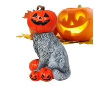 Decoraciones de Halloween de calabaza | Estatua de resina decorativa de gato de calabaza vintage | Decoraciones de animales góticos | Para la mesa, una casa encantada, eso, una chimenea, la repisa de