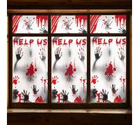 Decoraciones de Halloween de vantana zombis - 3 piezas de siluetas de zom on huellas de manos gigantes y sangrientas, tratamiento de ventana espeluznante, decoración Halloween