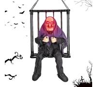 Decoraciones de Halloween del prisionero parlante aterrador,Jaula de miedo Prisionero Decoración del hogar embrujado | Jaula de prisionero fantasmal, decoración de Halloween gritando con