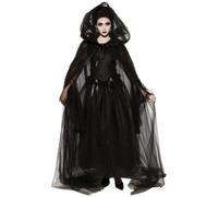 Decoraciones de Halloween, disfraz de bruja para mujer, 1 juego, disfraz de novia fantasma bordado renacentista vintage, fantasma negro espeluznante para Halloween, cosplay, mansión encantada, XL