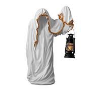 Decoraciones de halloween Estatua Fantasma Sosteniendo una linterna, Escultura fantasma sin rostro de halloween espeluznante, Escultura de bruja mensajero del infierno para el hogar jardín patio