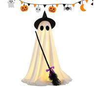 Decoraciones de Halloween Fantasma al Aire Libre - Fantasma de pie con Escoba de | Decoración de jardín Espeluznante Brillante para el Patio, el Patio, el césped, el jardín, el Porche, la casa