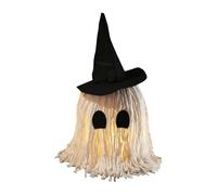Decoraciones de Halloween Light Up, Spooky Mop Ghost Decor with Witch Hat 15.75x7.09 inches, Horror Halloween Decoration for Dining Tables, Yards, Porches, Escape Room, Party, Festival, Lawn & Gardens