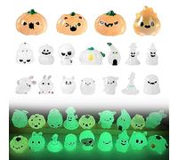 Decoraciones de Halloween, Miniaturas de Halloween, 18 piezas, mini accesorios de pueblo, calabaza, momia, conejo, fantasma, brilla en la oscuridad, mini estatuilla de resina, decoración para manuali