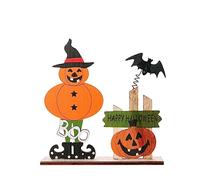 Decoraciones de Halloween para exteriores, decoración de mesa de Halloween, mesa de calabaza feliz de madera para decoración de fiesta, adorno de última Navidad (A, talla única)