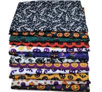 Decoraciones de Halloween para fiestas, Halloween, Navidad, tela cuadrados, 20 x 20 pulgadas, paquetes de retales, costura, acolchado, manualidades, manta de punto (E, 50 x 50 cm)