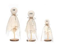 Decoraciones de Halloween para Interiores, Lindo Fantasma, 3 Piezas de Decoración de Madera, Fantasmas de Pie sobre la Mesa, Hogar, Cocina, Letrero de Calabaza para Centros de