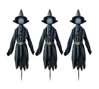 Decoraciones de la corte | Entrenadores de brujas iluminadas | Asociación de terror de 59 Pulgadas Un Juego de Cara Brillante LED para el fuera del otoño Garden Party Portey