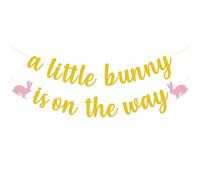 Decoraciones de la fiesta de baby shower de conejito Un conejito est en camino para el banner de la primavera de la Pascua, las nias de la Pasc