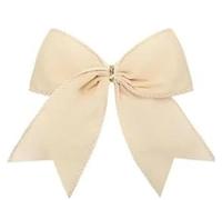 Decoraciones de lazo Navidad DIY, tela verde, blanca y caqui, corona árbol, adornos colgantes, regalo año, decoración fiesta en casa, 6 uds(White)