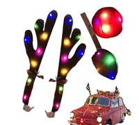 Decoraciones De Madera De Reno Para Coche | Madera De Reno LED con Nariz,Decoración De Navidad Con Cola Para Vehículos Automóviles, Camiones, SUV, Exterior, Ventana, Techo, Techo, Días