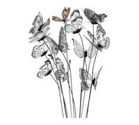 Decoraciones de mariposa 3D para flores, 50 mariposas de simulación de plástico para decoración de pared de doble capa, clips de ramo de boda, fiesta, 8 cm, negro, blanco (blanco y negro)