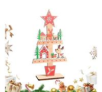Decoraciones de mesa de Navidad con reindeer, madera de Navidad Novelty Decorations Accessories with Tree, rústico Winter Centerpiece for Counter Party Farmhouse Shelf Mantel