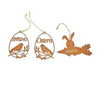 Decoraciones de metal, juego de 3 colgantes de Pascua