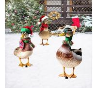 Decoraciones de Navidad al aire libre interesantes juego de estacas de jardín de animales de Navidad colorido inserto arte de Navidad adorno al aire libre para patio (rojo, 33 cm)