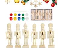 Decoraciones De Navidad Cascanueces - 6 Piezas De Madera | Casas De Avellanas Soldados Decoraciones De Navidad Para Hacer Yo mismo - Para Adultos Familia Principiantes Casa Oficina Escuela Granja Mesa