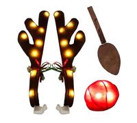 Decoraciones de Navidad para coche, madera de reno LED con nariz para vehículo | Decoración de automóviles con cola, para vehículos automóviles, camiones, SUV, exterior, ventana, techo, techo, días