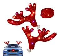 Decoraciones De Navidad Para El Automóvil | Con Luces LED - Accesorios De Disfraz De Reno Para Exterior Del Vehículo | Para Vacaciones De Invierno Año Nuevo Reunión Familiar Y De Amigos Celebración