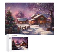 Decoraciones de Navidad Puzzles 1000 Piezas Circular 3D Familiar Christmas Day Vacaciones de Navidad Rompecabezas para Familia Aliviar Estrés DIY Moderno Creativo Decoración del Hogar 1000 PCS