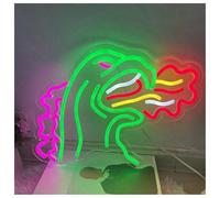 Decoraciones de neón para interiores Dragón que escupe fuego para letreros de neón con brillo ajustable y alimentación por para, 30 cm x 38(B)