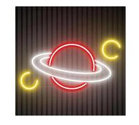 Decoraciones de neón para interiores Lámpara de atmósfera relajante con el planeta Saturno, letrero neón, luz espacial para habitación infantil(A)