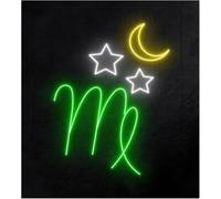Decoraciones de neón para interiores Letrero de neón para decoración pared, luz del zodiaco Virgo, para luna, estrella, horóscopo, 38 cm