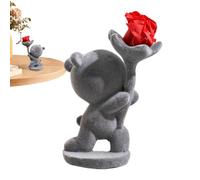 Decoraciones de oso para el hogar, figura de oso de flores Always And Forever, decoración romántica de escritorio para el día de la madre, día de San Valentín, para mamá, mujeres, cumpleaños para ella