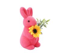 Decoraciones De Pascua Conejo Flocado - Figura Con Flockage De Aspecto Natural Y Realista | Conejo De Pascua Flocado - Para, Familia Y Amigos, Decoración De Estantería, Gabinete, Entrado