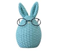 Decoraciones de Pascua, figuras de conejo, adornos de Pascua, adorno de ratán tejido para el hogar, granja, patio, césped, hogar, resina, jardín de hadas (3 piezas)