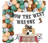 Decoraciones de primer cumpleaños de vaquero verde salvia para niños, How the West Was One Birthday Balloon Garland Arch Kit Banner Western Cowboy One Highchair Banner Cake Topper, My First Rodeo Bday