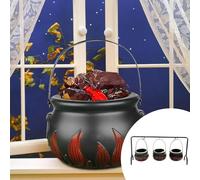 Decoraciones de puerta de Halloween, caldero, cuencos para servir dulces en el estante, paquete de 3 soportes de plástico para macetas de dulces para el hogar, interiores y exteriores, decoración de