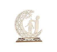 Decoraciones de Ramadán, Adornos de luz de Vela de Luna de Madera Musulmana, lámpara Decorativa de Madera Natural Eid Mubarak Decoración para Fiestas en el Exterior