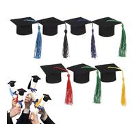 Decoraciones de sombrero de graduación, Kit de topper de sombrero de graduación,7x Toppers de cupcake de graduación con borlas - Photo Props, Miniatura para la ceremonia del diploma de jardín de infan