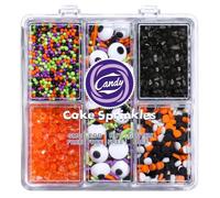 Decoraciones de tarta Halloween, Mezcla sprinkles con ojos comestibles 130g | Mezcla de sprinkles comestibles negro y naranja, Ideal para repostería galletas helado y decorar postres de Halloween