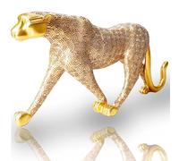 Decoraciones de Tigre de Escultura de Leopardo, estatuas de Oro de Dinero Figuras de gueparh decoración del hogar, Figura de Arte de Escritorio, Adornos de Escritorio de Animales Salvajes para la