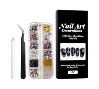 Decoraciones De Uñas | Kit De Diamantes, Cristales Y Perlas De Múltiples Formas - Encantos Para Uñas Con Pinzas Para Depilar | Para Mujeres y Niñas, Accesorios, Suministros De Arte, Sala Y Hogar