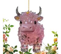 Decoraciones de vaca: dije colgante para automóvil, adorno de ventana de 8 cm, bonita figura de vaca, acento interior ligero, idea de decoración divertida, funciona bien en espejo, ventana