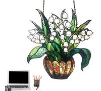 Decoraciones de ventanas acrílicas - Vibrant Floral Wall Art, colgante acrílico | Playful Lily of the Valley Design con cadena, mágico porche para ventanas Ornament para el patio del balcón del jardín
