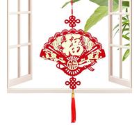 Decoraciones del Año Nuevo Chino 2025,Decoraciones del Año Nuevo Lunar - Colgantes de bendición Festival de Primavera Rojo con de Nudo Chino,Colgante de la Suerte con Personajes de Fu, decoración