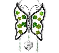 Decoraciones del da de Ky y Bosam St Patrick Regalos para mam Faith Irish Butterfly Swatcher Shamrock Glass Swatchers para ventanas adornadas alas