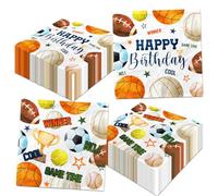 Decoraciones deportivas para fiesta de cumpleaños, 40 servilletas deportivas, incluyendo baloncesto, béisbol, fútbol, servilletas de papel para decoración de fiesta de baloncesto, fútbol, decoraciones