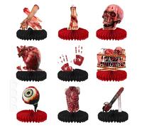 Decoraciones Espeluznantes De Halloween - Centereta De Mesa, Adorno Sangriento | Accesorios De Habitación Temática De Terror, Kit De Decoración De Miedo De 9 Piezas Para Fiestas Con Múltiples Aplicaci