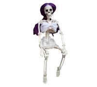 Decoraciones Esqueleto de Halloween, Ornamento Esqueleto de Halloween | Esqueleto de Horror con Cabello Colorido,Objetos de Escena de la Casa Embrujada, Huesos Realistas del Cuerpo Humano para