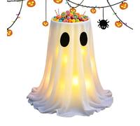 Decoraciones Fantasmas Luminosas - Cuenco de caramelo espeluznante con 8 modos de luces LED - Portabones Trick Gold Treat | Para Porche, Jardín, Casa, Patio, Césped, Paisaje, Entrada, Campo Y