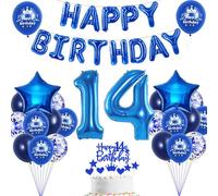 Decoraciones Fiesta Azul 14 Años Globos 14 Años Decoracion Cumpleaños Niño Azul Decoración Tarta Cumpleaños 14 Años Niño Globo Azul 14 Cumpleaños Azul Niña Niño 14 Cumpleaños Globo Azul Marino
